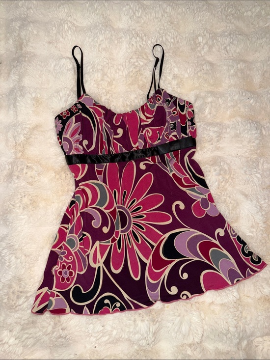 Rampage Tops - Rampage Pink Purple Floral Y2K Spaghetti Strap Top